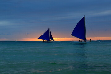 Naklejka premium Wonderful sunset scenes in the exciting Boracay island with spectacular and beautiful nature, Philippines.