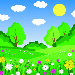 Obraz premium Spring and summer season background vector illustration.