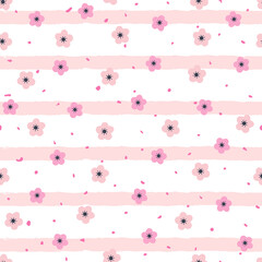 Sakura flower seamless pattern. Texture for backgrounds. Romantic pink flowers. Vector illustration.