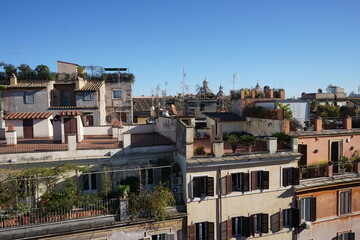 Fototapeta na wymiar Top view of Rome City , Italy - イタリア ローマの街並み　屋根
