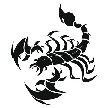 Scorpion zodiac sign, horoscope, tattoo, logo. Isolated icon. Vector illustration.