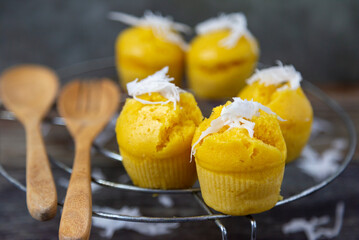 
Thai dessert with Tan That has coconut sprinkled on top