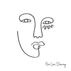 Fashion One line drawing women face