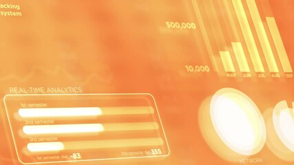 Delivery system financial HUD. Animated infographic with flying numbers, charts and data - Powered by Adobe