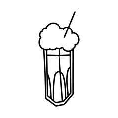 ice coffee in jar drink line style icon