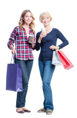 woman and her adult daughter shopping.