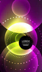 Glowing neon shiny transparent abstract geometric shapes with light effects. Techno futuristic vector abstract background For Wallpaper, Banner, Background, Card, Book Illustration, landing page