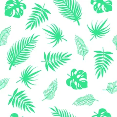 Papier Peint photo Feuilles tropicales Feuilles de palmiers tropicaux. Illustration vectorielle. Modèle sans couture.