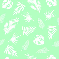 Tropical palm leaves. Vector illustration. Seamless pattern.	
