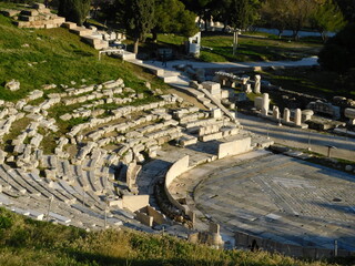 January 2019, Athens, Greece. View of the ancient theater of Dionysus, on the south slope of the Acropolis