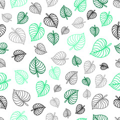 Colorful contour leaves on white background. Vector illustration. Seamless pattern.	