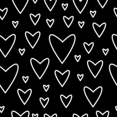 Stylized heart seamless patter. Vector illustration