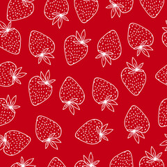Hand drawn strawberry fruit seamless pattern. Vector illustration.