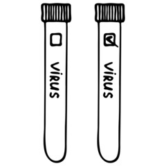 vector illustration, doodle style drawings, linear image in black, medical test, isolate on a white background