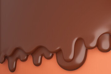 Melted milk brown chocolate flow down.,3d model and illustration.