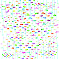 Fototapeta premium Seamless pattern. Colorful fish on white backround. Vector graphic illustration.