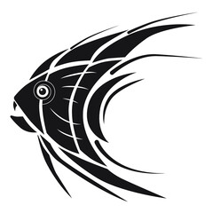 Fish predator logo creative design. Black shape on wihite background. Vector illustration.