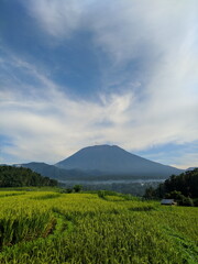 mountain and clouds