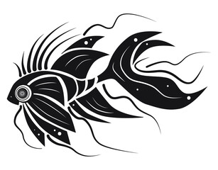 Fish logo creative design. Black shape on wihite background. Vector illustration.