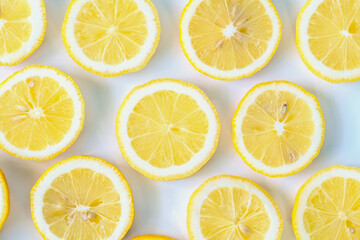 Fototapeta na wymiar Collection of fresh yellow lemons slice isolated on white background.