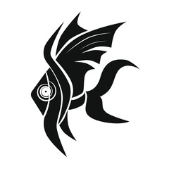 Fish logo creative design. Black shape on wihite background. Vector illustration.