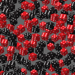 Red Black Dice Seamless Pattern, 3D Illustration