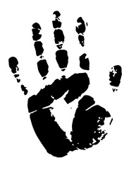 hand print on white and black