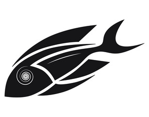 Fish logo creative design. Black shape on wihite background. Vector illustration.