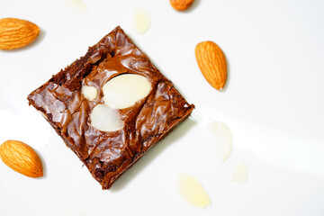 Almond Brownies on white background