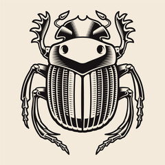 Vector illustration of an Egyptian scarab isolated on white background. - obrazy, fototapety, plakaty