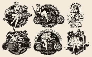 Set von Vintage-Pin-up-Girls für Kleidung, Logos, Poster und viele andere Zwecke. © Harry Kasyanov