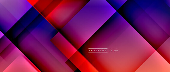 Square shapes composition, fluid gradient geometric abstract background. 3D shadow effects, modern design template