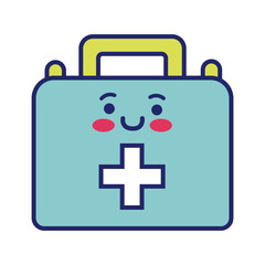 medical kit with cross kawaii line style