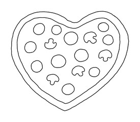 The outline of the Pizza in the form of a heart