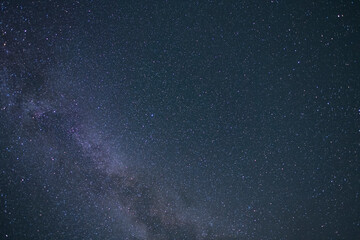 Fototapeta na wymiar Beautiful starry sky with bright milky way galaxy. Night landscape. Astronomical background.