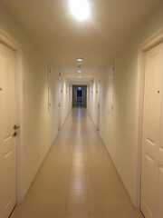 Hallway in the apartment,condo or hotel with selected focus on the door.in thailand