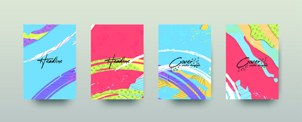 Set of bright, colorful a4 covers. Trendy style include abstract splashes texture by waves, linear 3d polygonal, handmade patterns.
Turnkey solution. Vector illustrations collection.