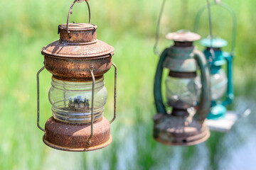 Close up of the Old antique lamp. - 355905796