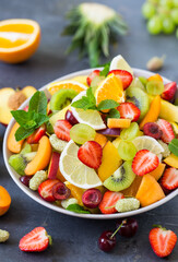 Healthy fresh fruit salad in the bowl