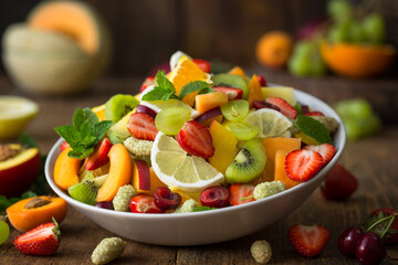 Healthy fresh fruit salad in the bowl