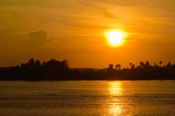 Landscape of sunrise on the beach at  Krabi province, Thailand. - 355906339