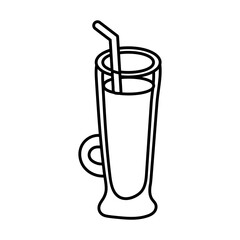 ice coffee in cup drink line style icon