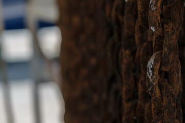 Selective focus of Rusty chains for use background. - 355906564