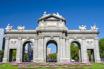 The Puerta de Alcala (Alcala Gate) is a Neo-classical monument in the Plaza de la Independencia (Independence Square) in Madrid, Spain.