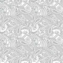 seamless traditional indian paisley pattern on out line