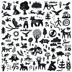 Fototapeta premium forest animals - doodle set