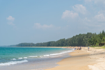 Beautiful tropical landscape beach sea with blue sky background in Mai Khao Beach,Phuket, Thailand .-Summer Concept - 355907792