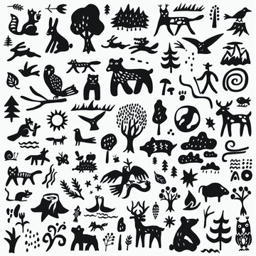 forest animals  - doodle set