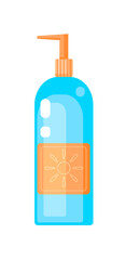 Flat illustration icon sunblock bottle, summer  cream