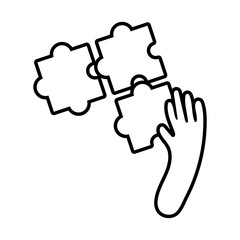 hand with puzzle line style